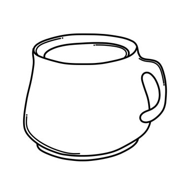 Kahve fincanı vektör ikonu. Çizim çizimi çizimi el çizimi çizgi film çizimi.