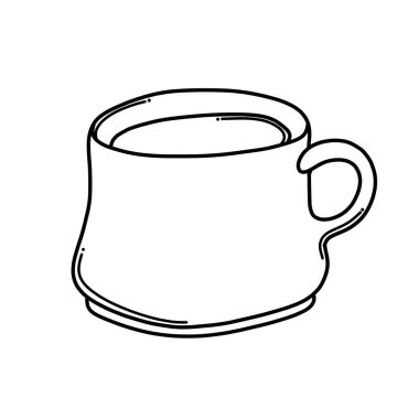 Kahve fincanı vektör ikonu. Çizim çizimi çizimi el çizimi çizgi film çizimi.