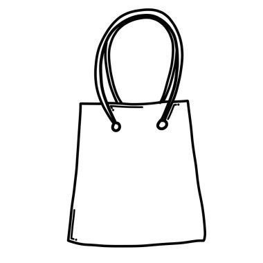 Alışveriş torbası Doodle vektör simgesi. Çizim çizimi çizimi el çizimi çizgi film çizimi.