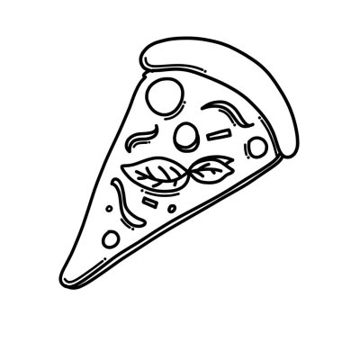 Pizza Doodle vektör simgesi. Çizim çizimi çizimi el çizimi çizgi film çizimi.
