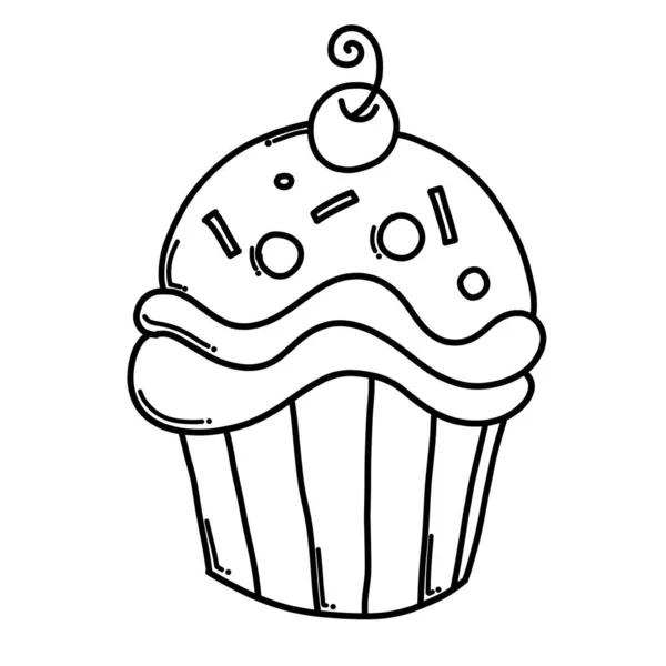 Cup Cake Doodle Vektor Symbol Vorhanden Zeichnung Skizze Illustration Handgezeichnete — Stockvektor