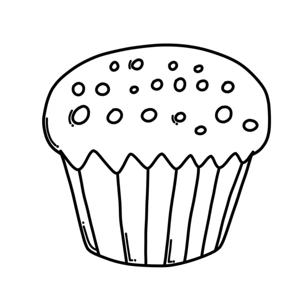 Cup Cake Doodle Vector Icon Drawing Sketch Illustration Hand Drawn — Stock Vector