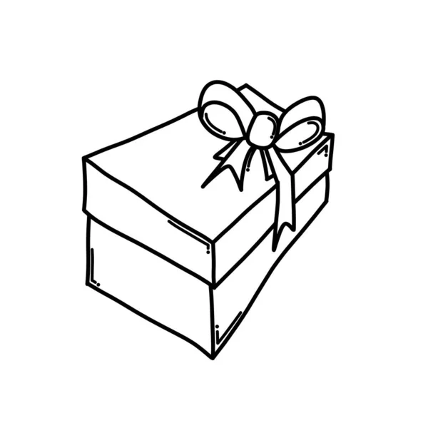 Geschenkbox Doodle Vektor Symbol Zeichnung Skizze Illustration Handgezeichnete Cartoon Linie — Stockvektor