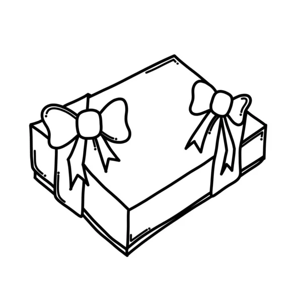 Geschenkbox Doodle Vektor Symbol Zeichnung Skizze Illustration Handgezeichnete Cartoon Linie — Stockvektor