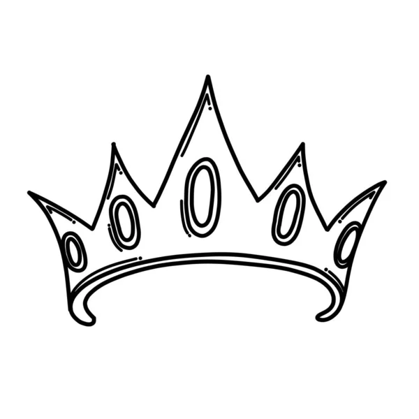 Icono Del Vector Crown Doodle Dibujo Dibujo Ilustración Dibujado Mano — Vector de stock