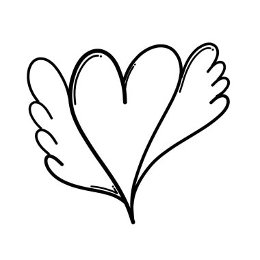 Heart Doodle vektör simgesi. Çizim çizimi çizimi el çizimi çizgi film çizimi.