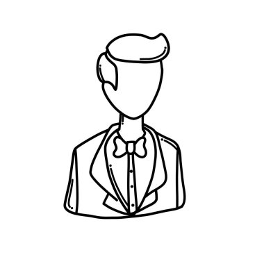 Damat Doodle vektör simgesi. Çizim çizimi çizimi el çizimi çizgi film çizimi.