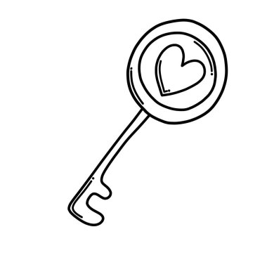 Key Doodle vektör simgesi. Çizim çizimi çizimi el çizimi çizgi film çizimi.