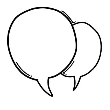 Konuşma balonu Doodle vektör simgesi. Çizim çizimi çizimi el çizimi çizgi film çizimi.