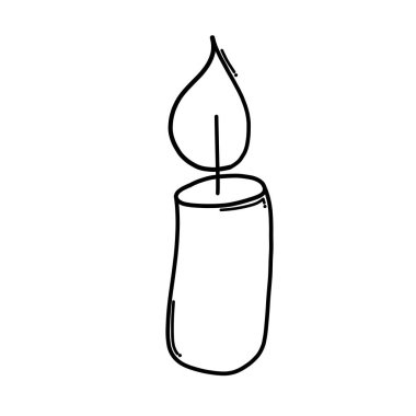 Candle Doodle vektör simgesi. Çizim çizimi çizimi el çizimi çizgi film çizimi.
