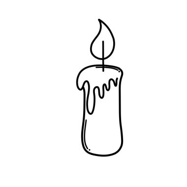 Candle Doodle vektör simgesi. Çizim çizimi çizimi el çizimi çizgi film çizimi.