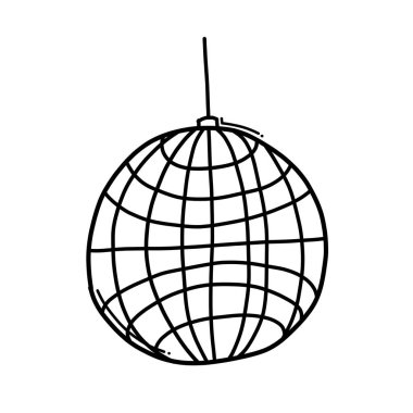 Disko topu Doodle vektör simgesi. Çizim çizimi çizimi el çizimi çizgi film çizimi.