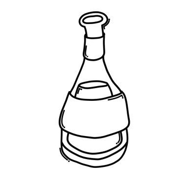 Alkol şişesi Doodle vektör ikonu. Çizim çizimi çizimi el çizimi çizgi film çizimi.