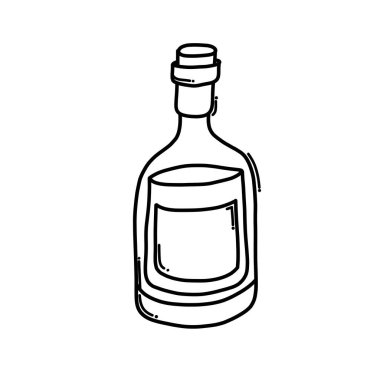 Alkol şişesi Doodle vektör ikonu. Çizim çizimi çizimi el çizimi çizgi film çizimi.