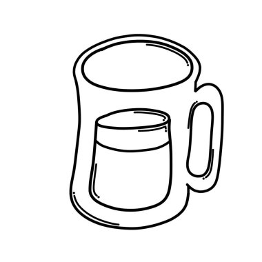Bir bardak bira Doodle vektör ikonu. Çizim çizimi çizimi el çizimi çizgi film çizimi.