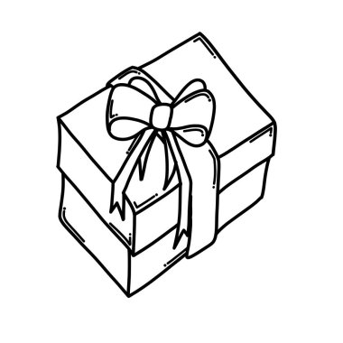 Hediye kutusu Doodle vektör simgesi. Çizim çizimi çizimi el çizimi çizgi film çizimi.
