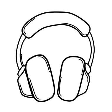 Kulaklık Doodle vektör simgesi. Çizim çizimi çizimi el çizimi çizgi film çizimi.