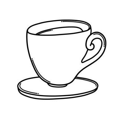 Kahve fincanı vektör ikonu. Çizim çizimi çizimi el çizimi çizgi film çizimi.