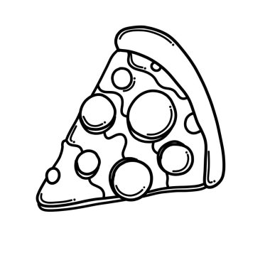 Pizza Doodle vektör simgesi. Çizim çizimi çizimi el çizimi çizgi film çizimi.