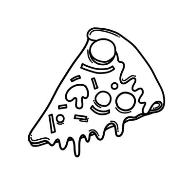 Pizza Doodle vektör simgesi. Çizim çizimi çizimi el çizimi çizgi film çizimi.