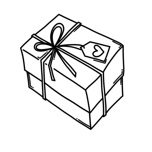 Regalo Doodle Vector Icono Dibujo Dibujo Ilustración Dibujado Mano Línea — Vector de stock