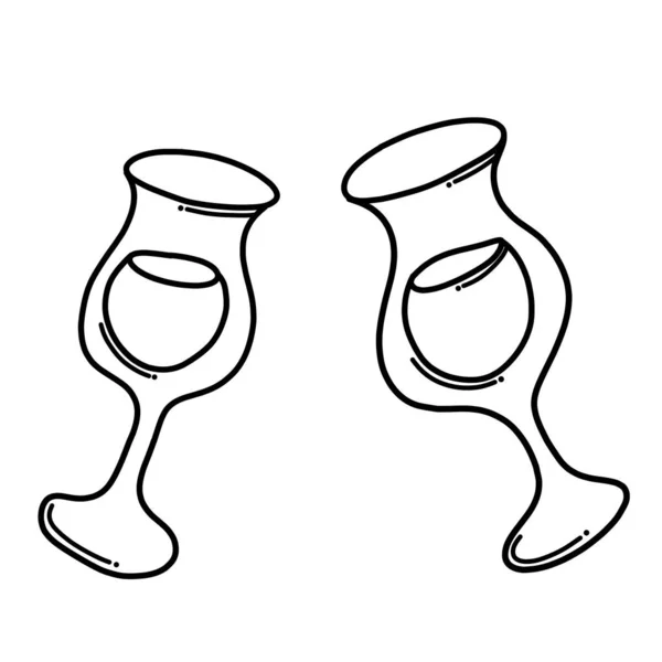 Copas Vino Doodle Vector Icono Dibujo Dibujo Ilustración Dibujado Mano — Archivo Imágenes Vectoriales