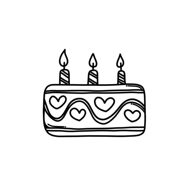 Gâteau Doodle Icône Vectorielle Dessin Dessin Illustration Dessiné Main Ligne — Image vectorielle