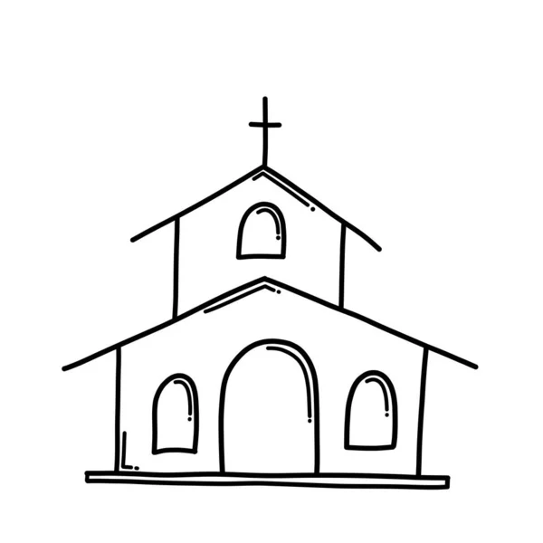 Kirche Doodle Vektor Symbol Zeichnung Skizze Illustration Handgezeichnete Cartoon Linie — Stockvektor