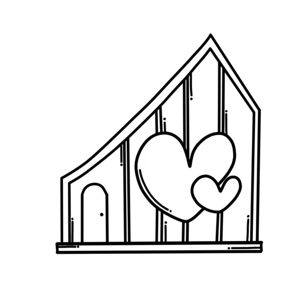 Domů Srdcem Doodle Vektorovou Ikonou Kreslení Náčrtku Ilustrace Ručně Kreslené — Stockový vektor