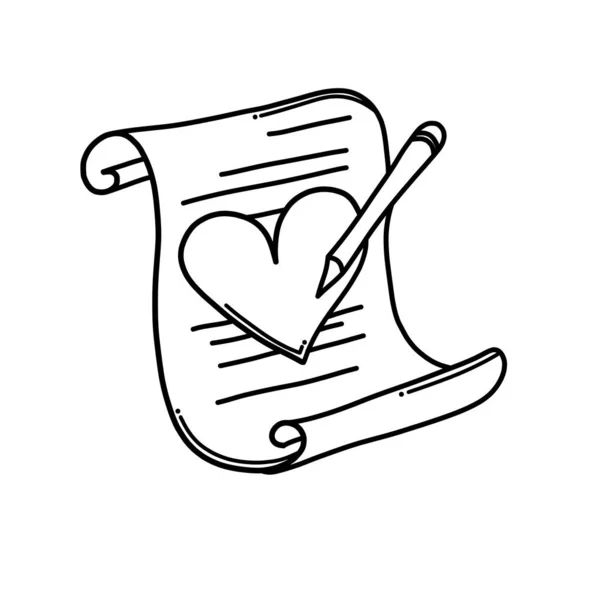 Contrat Mariage Icône Vectorielle Doodle Dessin Dessin Illustration Dessiné Main — Image vectorielle