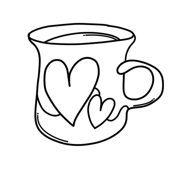 Tasse Kaffee Doodle Vektor Symbol Zeichnung Skizze Illustration Handgezeichnete Cartoon — Stockvektor