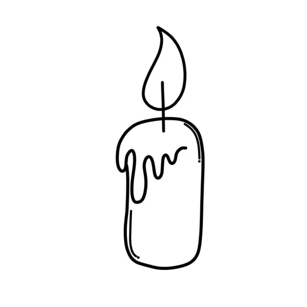 Icona Del Vettore Candle Doodle Disegno Schizzo Illustrazione Disegnato Mano — Vettoriale Stock