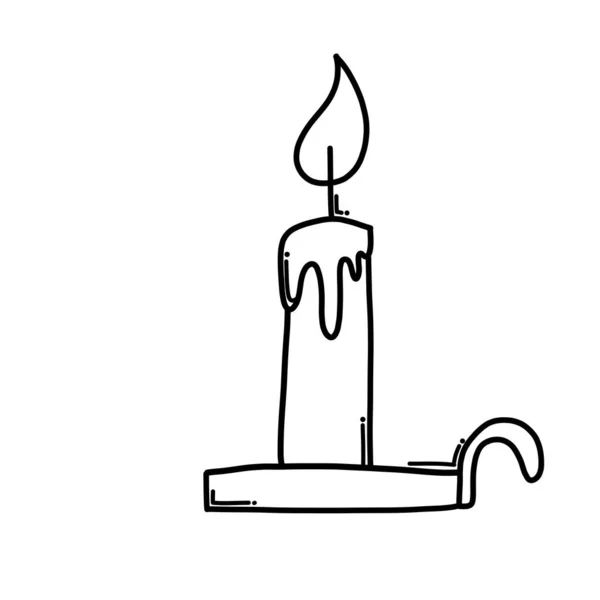 Свічка Дудл Векторна Піктограма Малюнок Ескізу Ілюстрація Рука Намальована Мультяшна — стоковий вектор
