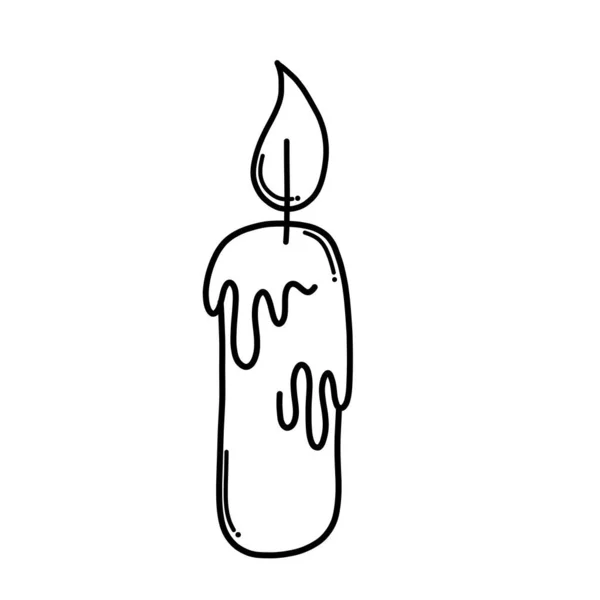 Icona Del Vettore Candle Doodle Disegno Schizzo Illustrazione Disegnato Mano — Vettoriale Stock