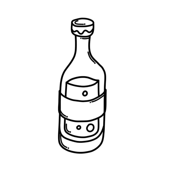 Bouteille Alcool Icône Vectorielle Doodle Dessin Dessin Illustration Dessiné Main — Image vectorielle