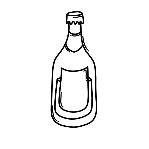 Alcoholfles Doodle Vector Icoon Tekening Schets Illustratie Hand Getekend Cartoon — Stockvector