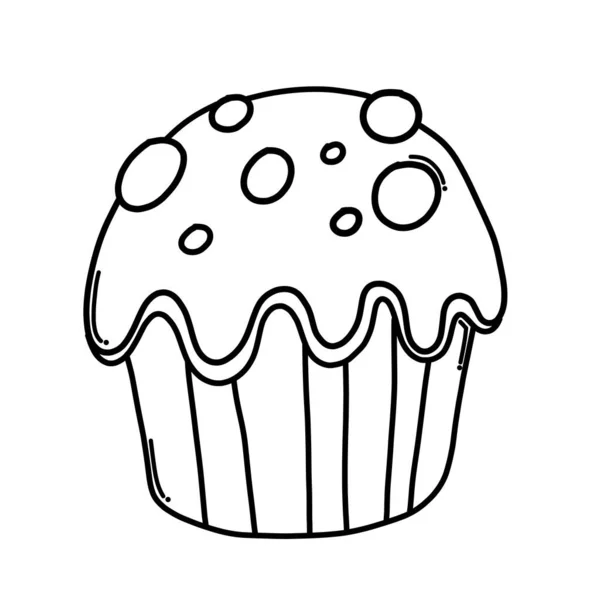 Cup Cake Doodle Vector Icon Drawing Sketch Illustration Hand Drawn — Stock Vector