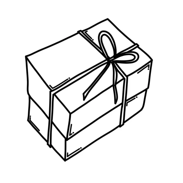 Doodle dibujo a mano alzada de una caja de regalo. 4504530 Vector