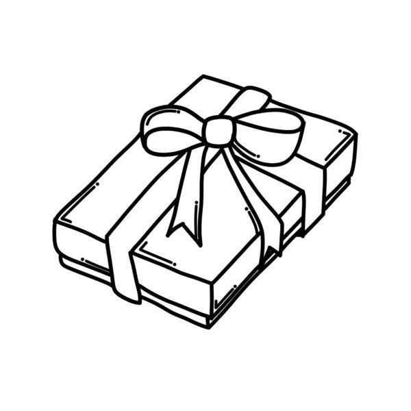 Подарункова Коробка Doodle Векторна Піктограма Малюнок Ескізу Ілюстрація Рука Намальована — стоковий вектор