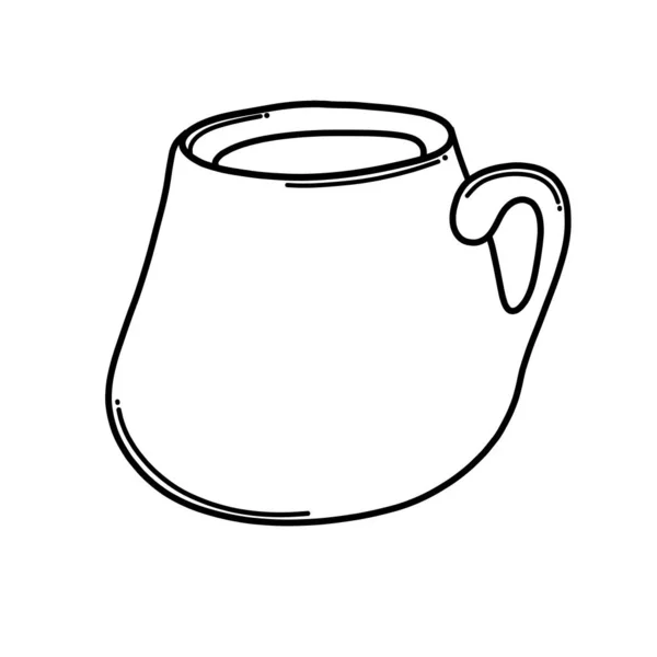 コーヒーカップ落書きベクトルアイコン スケッチ図手描き漫画ライン — ストックベクタ
