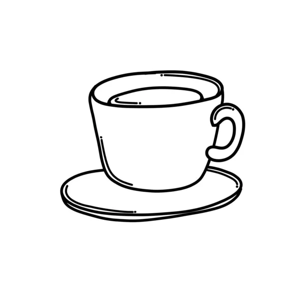 Кофейная Чашка Векторная Иконка Рисунок Эскиза Ручная Рисованная Линия Карикатуры — стоковый вектор