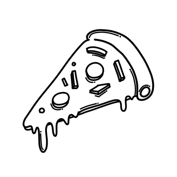 Pizza Doodle Vektör Simgesi Çizim Çizimi Çizimi Çizimi Çizgi Film — Stok Vektör