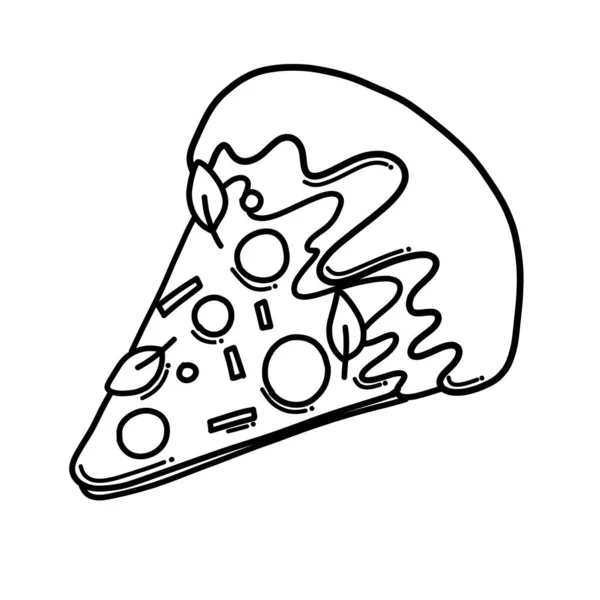 ピザの落書きのベクトルアイコン スケッチ図手描き漫画ライン — ストックベクタ