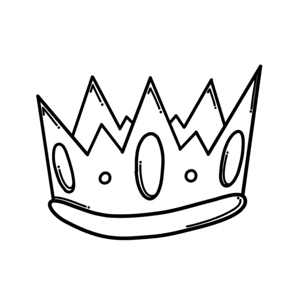 Crown Doodle Vektor Symbol Zeichnung Skizze Illustration Handgezeichnete Cartoon Linie — Stockvektor