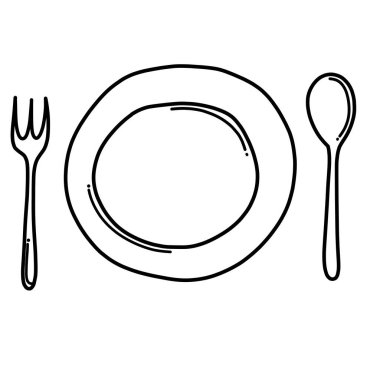 Masa takımı Doodle vektör simgesi. Çizim çizimi çizimi el çizimi çizgi film çizimi.