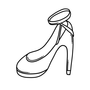 Yüksek topuklu Doodle vektör simgesi. Çizim çizimi çizimi el çizimi çizgi film çizimi.