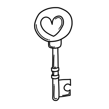 Key Doodle vektör simgesi. Çizim çizimi çizimi el çizimi çizgi film çizimi.