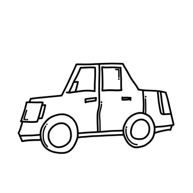 Araba Doodle vektör simgesi. Çizim çizimi çizimi el çizimi çizgi film çizimi.