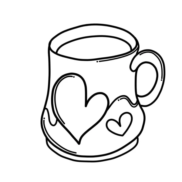 Kopp Kaffe Doodle Vektor Ikon Ritning Skiss Illustration Handritade Tecknad — Stock vektor