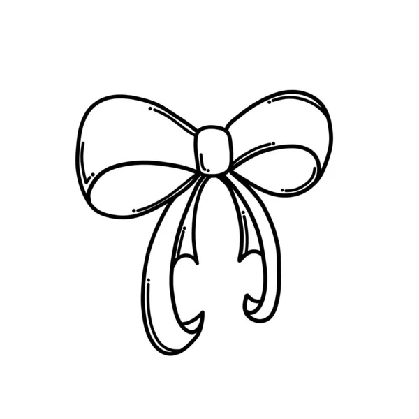 Bow Doodle Vector Icono Dibujo Dibujo Ilustración Dibujado Mano Línea — Vector de stock